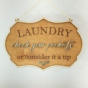 Cute laundry room decor sign! Natural wood layered art design.